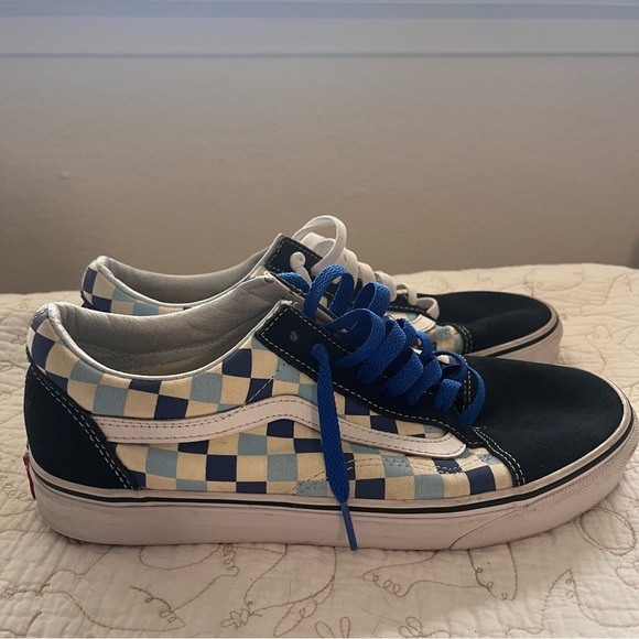 Vans Old Skool Blue Topaz Checkerboard Lace Up Men’s 9.5 Women’s 11 - Picture 3 of 12